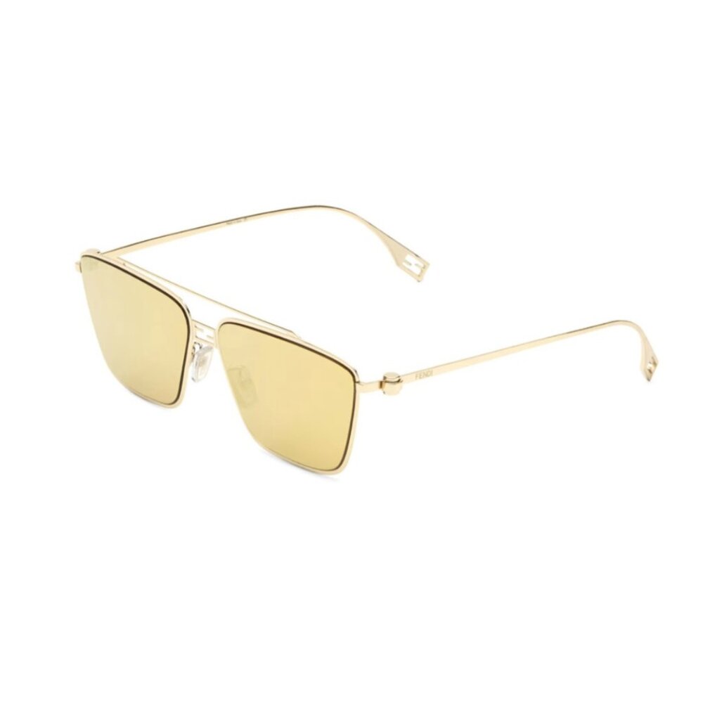 Authentic Fendi Baguette FE40110U Aviator Sunglasses in Gold - Picture 3 of 7